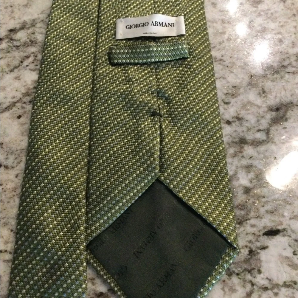 Giorgio Armani Green Textured Silk Tie with Subtle Speckle